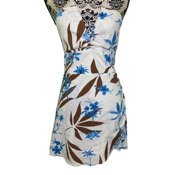 NWT Zara Tropical Print Mini Dress Linen Blend Sundress - Picture 10 of 13